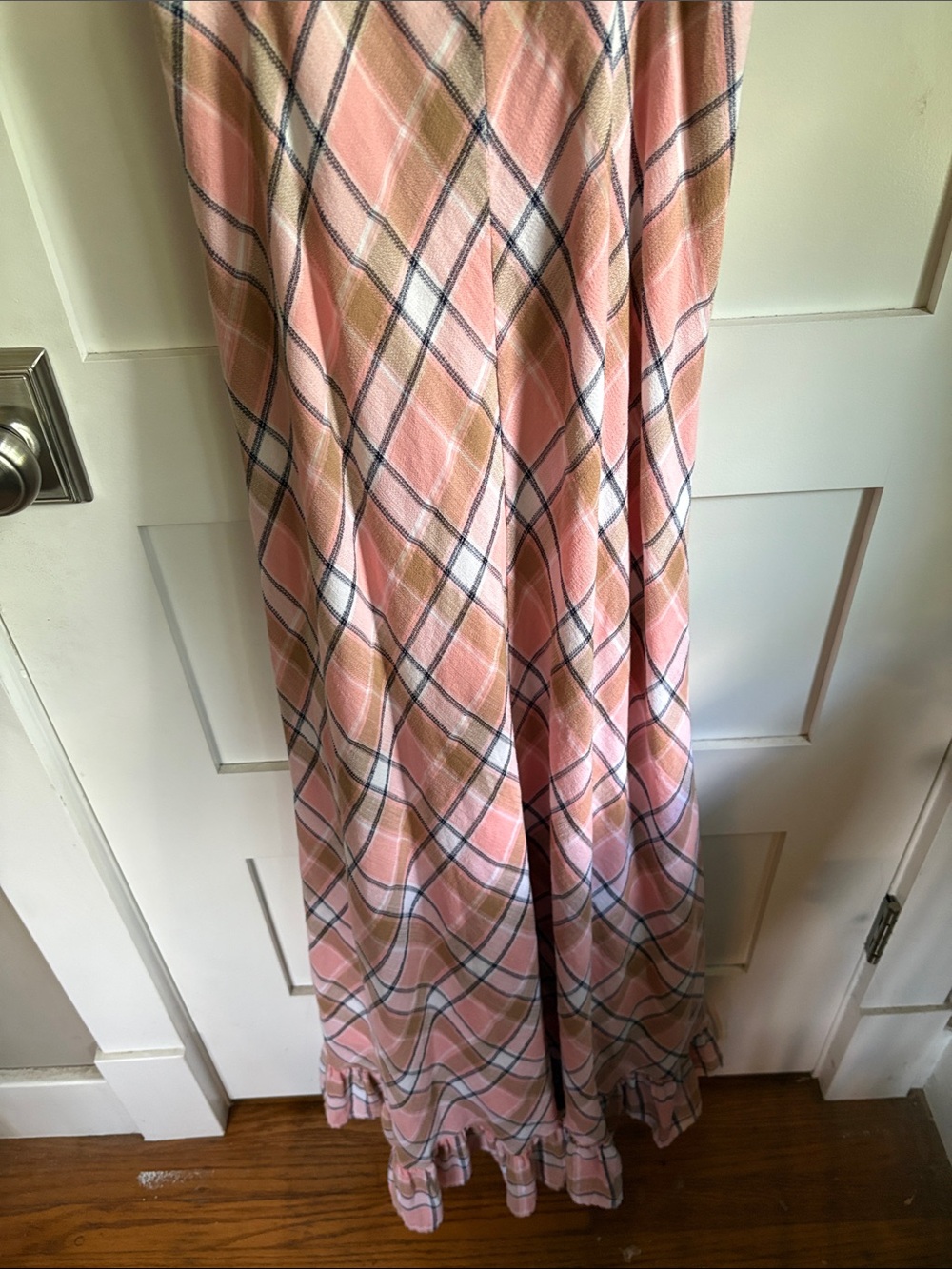 sundays Pink Plaid Maxi Dress with Ruffle Hem - Picture 4 of 8